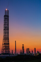 Morning scene of oil refinery plant and power plant of Petrochemistry in the morning time