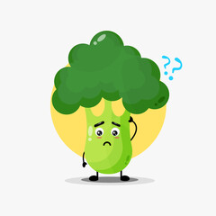 Cute broccoli character confused