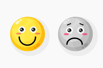Smile and sad emoticon icon
