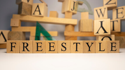 Freestyle was created from wooden cubes. Sports and the Olympics.