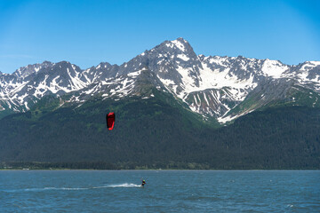 Parachute Surfing in Resurrection Bay Seward Alaska
