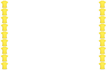 Frame made with t shirt in white background from the top view has space for your messages