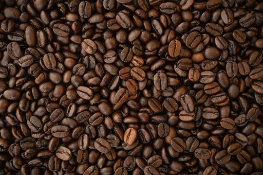 top view coffee bean roasted background © blackzheep