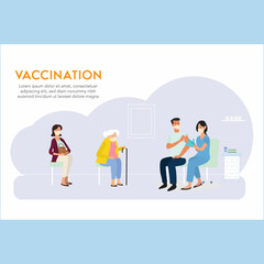 illustration of patient get injection vaccination