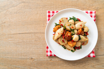 Spicy stir fried fish balls