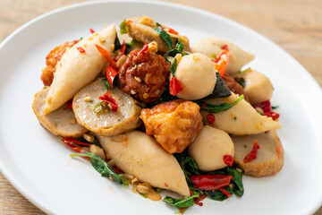 Spicy stir fried fish balls