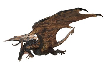 Fantasy dragon isolated on white 3d illustration