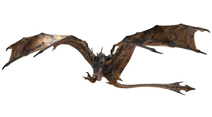 Fantasy dragon isolated on white 3d illustration