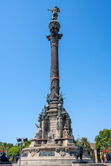 Fototapeta na wymiar The Columbus Monument at the end of La Rambla in Barcelona
