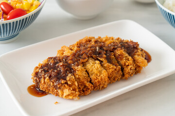 Tonkatsu - Japanese pork cutlet deep fried with rice set