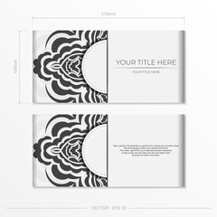 Luxurious Preparing postcards White colors with Indian patterns. Vector Template for print design of invitation card with mandala ornament.