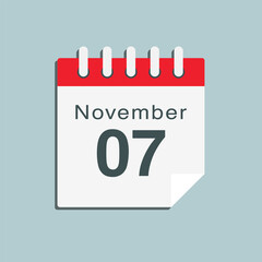 Icon day date 7 November, template calendar page