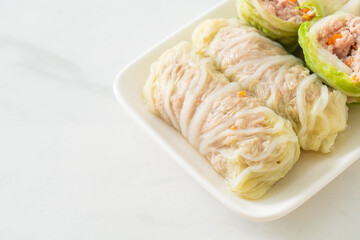 Minced Pork Wrapped in Chinese Cabbage or Steamed Cabbage Stuff Mince Pork