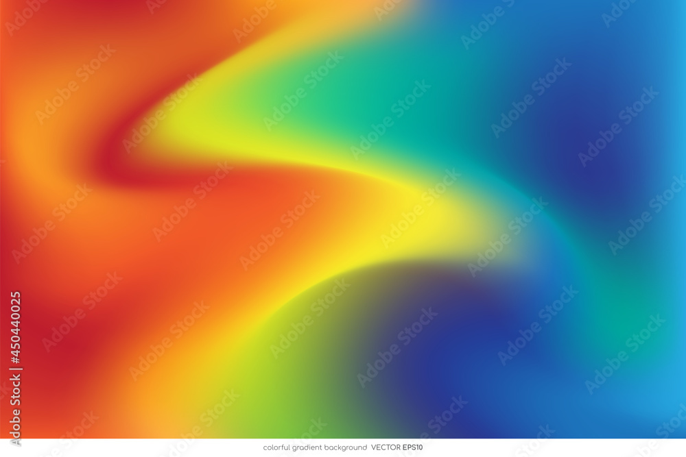 Wall mural abstract colorful vivid red and blue gradient with smooth curve texture background. vector illustrat
