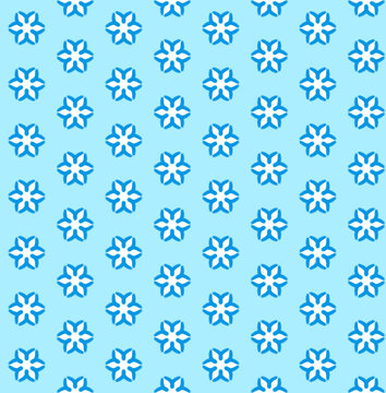 Full Frame Illustrated Blue Seamless Snowflakes Pattern Background