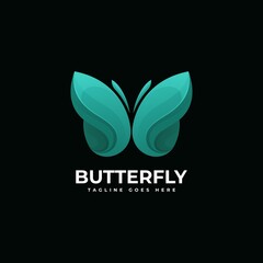 Vector Logo Illustration Butterfly Gradient Colorful Style. - obrazy, fototapety, plakaty