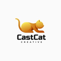 Vector Logo Illustration Cat Gradient Colorful Style.