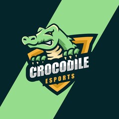 Vector Logo Illustration Crocodile E Sport and Sport Style.