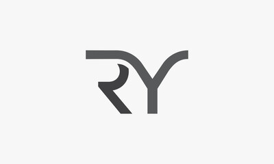 RY letter logo concept isolated on white background. - obrazy, fototapety, plakaty