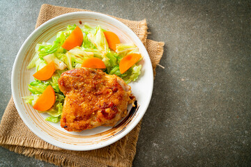 teppanyaki chicken steak with cabbage and carrot