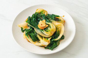 baby Chinese cabbage with oyster sauce and garlic