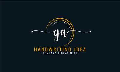 Initial G A, letter handwriting logo Design
