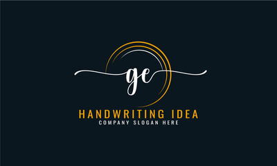 Initial G E, letter handwriting logo Design

