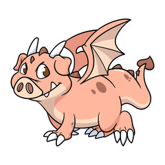 Cartoon Pig Dragon Hybrid Character Illustration