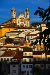 Fototapeta na wymiar Sunset view of the historic colonial town of Ouro Preto, Minas Gerais state, Brazil