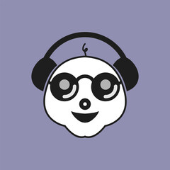 cute panda handset icon logo