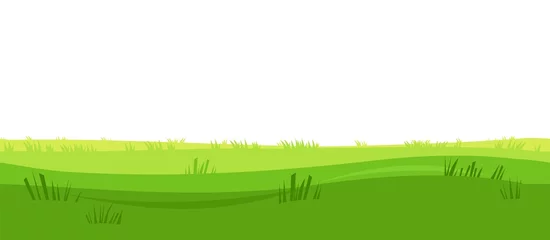 Fotobehang Silhouette of the grass. Summer green meadow. Rural simple and cute landscape. Seamless isolated image. Horizontal natural illustration. Vector © Ирина Мордвинкина