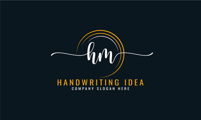 Initial H M, letter handwriting logo Design

