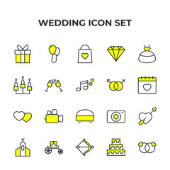 wedding set icon, isolated wedding set sign icon, vector illustration