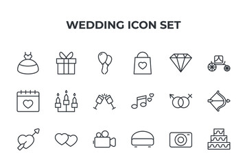 wedding set icon, isolated wedding set sign icon, vector illustration