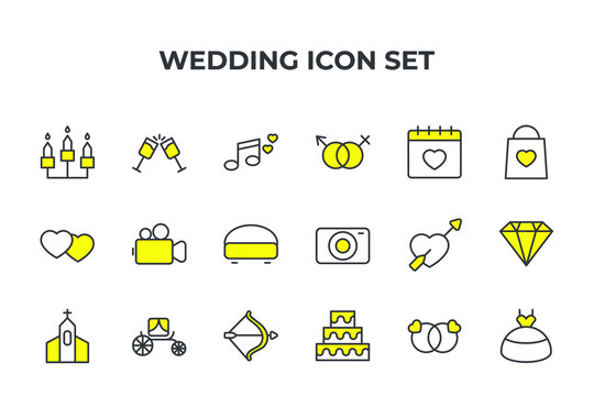wedding set icon, isolated wedding set sign icon, vector illustration