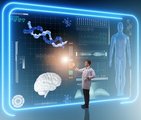 Man doctor in futuristic medicine medical concept