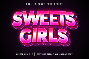 editable text effect sweets girls modern pink style