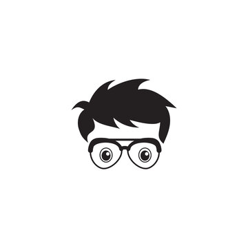 Nerd geek boy icon design template illustration