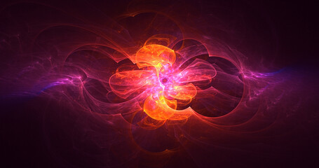 3D rendering abstract multicolor fractal light background