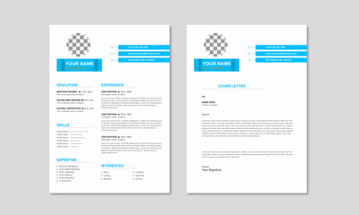 Clean simple resume template with cover letter template