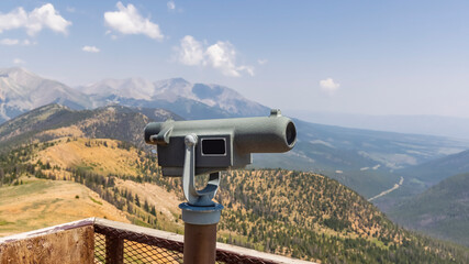 Close up shot of telescope at Monarch ridge in Colorado