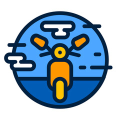 Motorcycle ,Transportation filled outline icon.