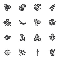 Spices and herbs vector icons set