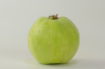 Green guava fruit on white background. Fruits that are high in vitamin C.