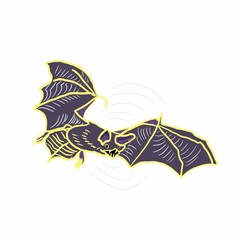 Obraz premium Hand drawn illustration of wild animals. isolated on white. Flying bat.