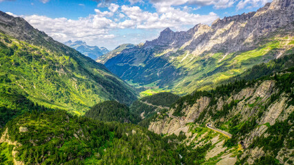 Fototapeta na wymiar Der Sustenpass aus der Vogelperspektive im August 2021, Schweiz