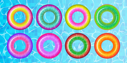 Swimming Rings Set, Float Rings Collection, Pool Rubber Circles