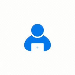 man employee work on laptop single icon simple flat design vector