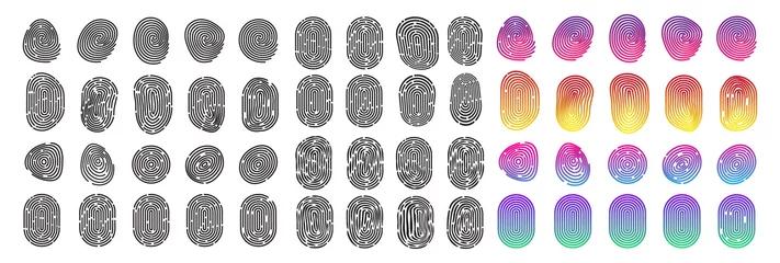 Fotobehang Fingerprint icon set, finger print identity symbol, thumbprint sign © artemstepanov