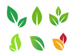 Leaf Icon, Green Leaves Symbol, Eco Sign, Simple Plant Silhouette